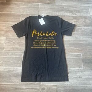 ‘Poshaholic’ Black Short Sleeve Tee size Small (NWT)